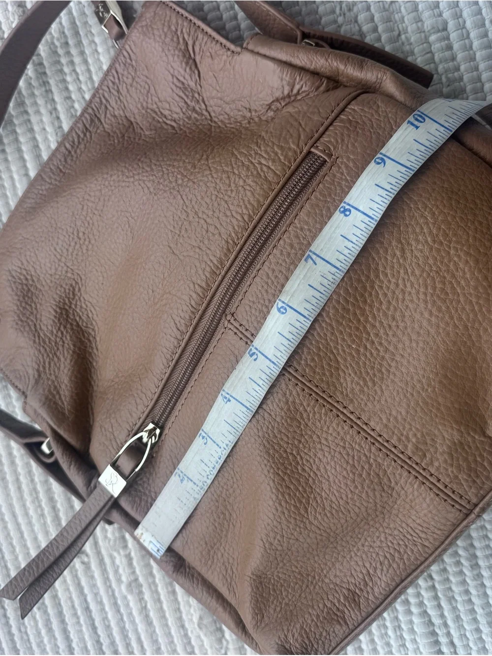 Sondra Roberts Genuine Leather Taupe Hobo Shoulder Bag Slouchy Minimalist